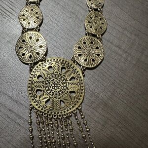 Lucky Brand Gold Tone Large Coin Statement necklace